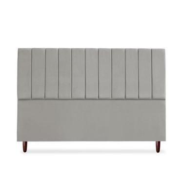 Imagem de Cabeceira De Casal King Carla 195 cm Com Frame Suede Cinza Claro - Tif