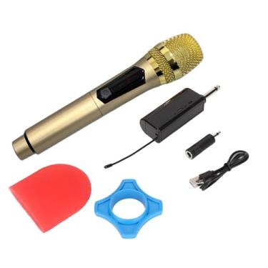 Imagem de BONKZEBU Microfone doméstico sem fio, captador de som eficiente, mini microfone profissional de sinal estável, para conferência doméstica ao ar livre (ouro)