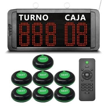 Imagem de KOQICALL Faça um sistema de chamadas sem fio para clientes com 7 botões à prova d'água para próxima chamada 1 visor LED espanhol mostrar ticket e número de contador