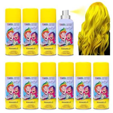 Imagem de 10 Tintas de Cabelo Temporária Amarelo Spray lavável Festa Infantil Ca