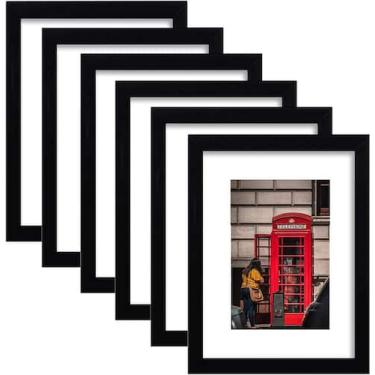 Imagem de Conjunto de 6 porta-retratos PWTAKO para fotos de 8x10 ou 5x7 em preto
