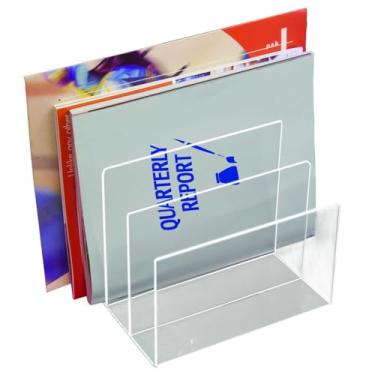 Imagem de Kantek Organizador de arquivos de acrílico transparente, 3 seções de colador de mesa, 20 x 16,5 x 19 cm, pés antiderrapantes, organizador de escritório, acessório de mesa