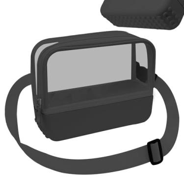 Imagem de Bolsa transparente – pochete transversal com zíper à prova d'água e alça de ombro ajustável para shows, dias de jogos esportivos, viagens, Preto, Bolsa transparente para eventos de estádio