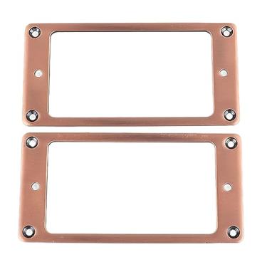 Imagem de Domary Quadro de Captador de Guitarra Elétrica, Conjunto de Anel de Montagem de Captador Humbucker de Liga de Zinco 2 X 2 Mm para Guitarristas (Bronze Vermelho)