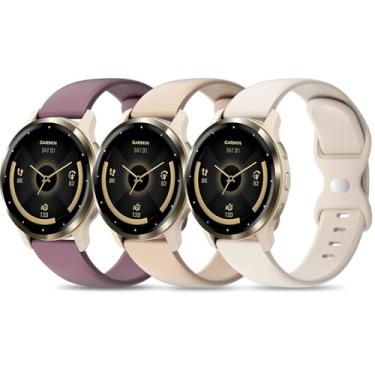 Imagem de EverAct Pacote com 3 pulseiras de relógio de silicone compatíveis com Garmin Vivoactive 4/Venu 3/Venu 2/Venu 4 de 45 mm, pulseira esportiva macia de liberação rápida de 22 mm para Forerunner 265/255