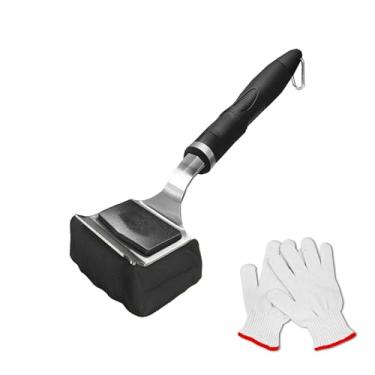 Imagem de Keliheyle Escova de grelha a vapor sem cerdas, esfregão de fibra de aramida engrossada 3x, sistema de bloqueio de 5 lados, seguro para lava-louças e cabo flexível para limpeza sem esforço