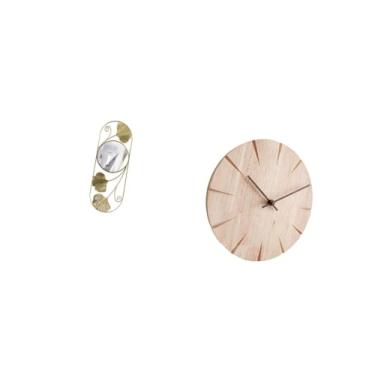 Imagem de Fenteer Relógio de Espelho Elegante para Sala de Estar, Corredor, Entrada de Madeira Maciça, Armário Decorativo, Silencioso, para Pendurar Na Parede, Design D