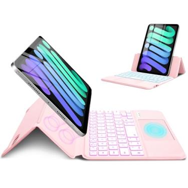 Imagem de MePadKey Capa com teclado Magic Touchpad para iPad mini 7 (2024)/Mini 6 (2021) 8,3 polegadas, fólio magnético fino com teclado trackpad retroiluminado tipo C 7 cores serve para iPad mini 7ª (A17 Pro