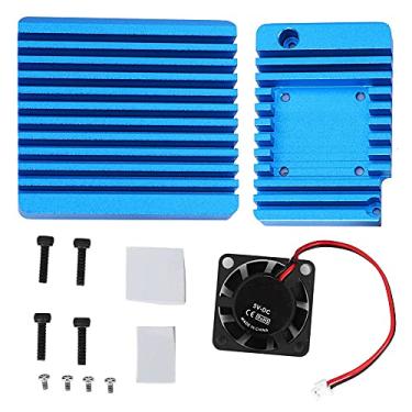 Imagem de Caixa de roteador de metal, capa blindada de liga de alumínio com dissipador de calor para NanoPi R2S, azul