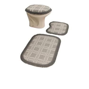 Imagem de Tapete para Banheiro, Kit Tapete Banheiro 3 Peças, 42×45cm,Confortável Sob Os Pés, Esteticamente AgradáVel e DuráVel tapete banheiro,tapete para banheiro(CINZA B)