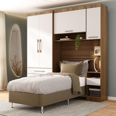 Imagem de Quarto 4 Portas 5 Gavetas Cab St Paris Master Luciane Móveis Avelã Pf/branco Pf