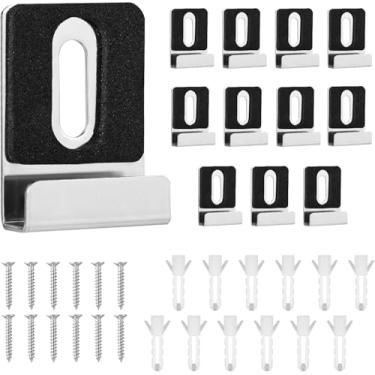 Imagem de Kit de suporte de espelho de metal com 12 peças, clipes de espelho com parafusos, almofadas de borracha, cabide de espelho resistente para montagem de azulejos de parede, quadro de avisos sem moldura