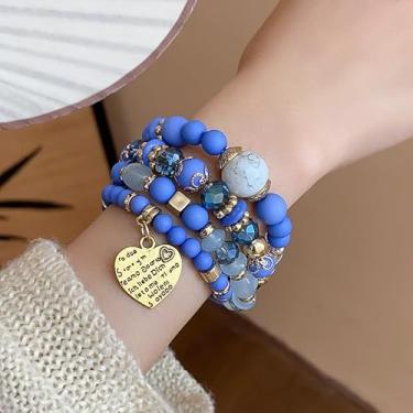 Imagem de Conjunto de pulseiras de contas de vidro Boho de cores mistas, empilháveis, pulseiras elásticas para mulheres, multicamadas ajustáveis, joias modernas, presente, One Size, Liga de aço, Sem Pedra