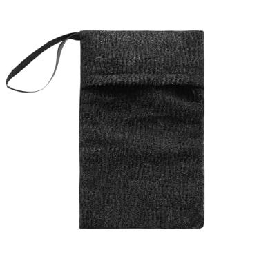 Imagem de Bolso de sabão com cordão, bolsa de sabonete esfoliante para banho ou chuveiro, esponja esfoliante corporal para limpeza e esfoliação da pele, 18,5 cm C x 12 cm L, preto