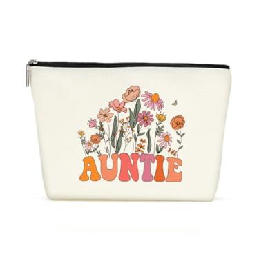 Imagem de Ideias de presente floral retrô estéticas para tias, bolsa de maquiagem, bolsas de cosméticos para mulheres, melhor tia de todos os tempos, promovido a tia, casamento, Natal, dia da aposentadoria, dia