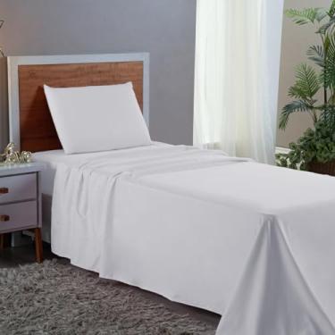 Imagem de Conjunto Lençol Solteiro 400 Fios Cama Infantil Toque Aveludado 3 Peças (BRANCO)