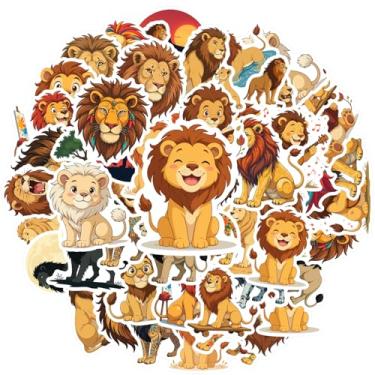 Imagem de 35 peças Animais Leões Adesivos DIY Papelaria Adesivos Majestosos para Notebook Bagagem Celular Copo Mala Frigorífico Telefone Bagagem Laptop Guitarra Carro Brinquedos