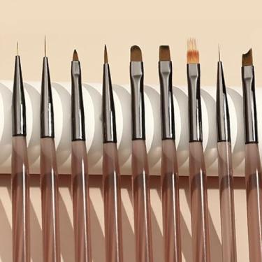 Imagem de Conjunto de ferramentas de pincel de arte de unha: pintura colorida inspirada no chá japonês, linhas desenhadas, padrões florais, pincéis de unhas de mistura gradiente e ferramentas de pontilhamento