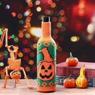 Imagem de Conjunto de decoração de garrafa de vinho de Halloween, enfeites de mesa para festa em casa, bar, restaurante, decoração de férias, jantar de Halloween, reuniões, festivais, decorações de mesa