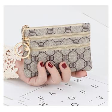 Imagem de Porta-moedas, carteira feminina compacta de couro com zíper - Mini carteira com chaveiro - organizador de bolso para cartões, dinheiro, identidade, Dd, Carteira compacta feminina de couro com zíper