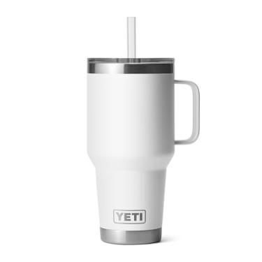 Imagem de YETI Caneca de palha Rambler 1000 ml, isolada a vácuo, aço inoxidável, branca