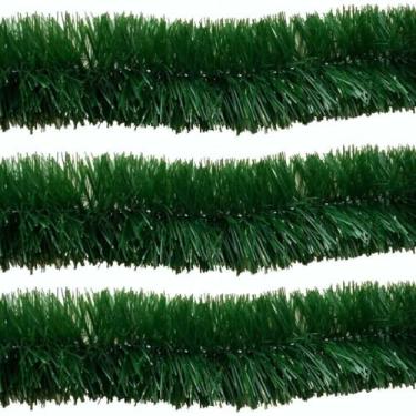 Imagem de Kit 3 Festão Natal Premium 2m x 8cm (6 Metros Total) - Decorativo (Verde Escuro ou Nevado) (3 Verde-Escuro)
