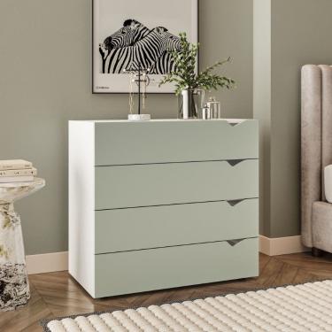 Imagem de Cômoda 4 Gavetas Porto Branco Verde Politorno Móveis