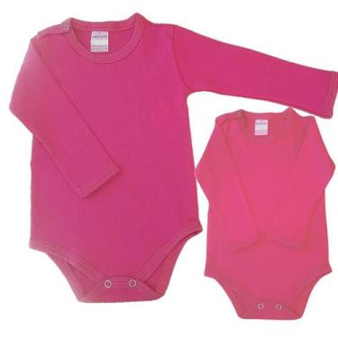 Imagem de Body Infantil Manga Longa Rosa RN a G - Algodão Premium - Antilope, G