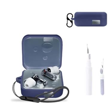 Imagem de Capa protetora para fone de ouvido NOUKAJU (com mosquetão + cordão + caneta de limpeza) à prova de quedas, arranhões, à prova de choque, capa para Nothing Ear 3 (azul)