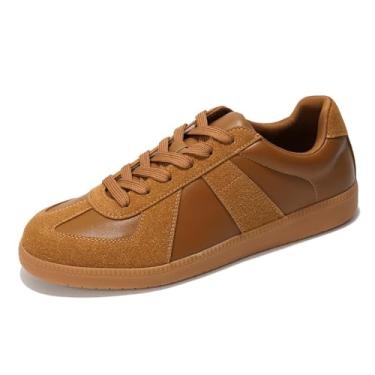 Imagem de Project Cloud Tênis de couro masculino – Palmilha de espuma viscoelástica antiderrapante sapatos casuais para homens – Tênis moderno de couro vegano leve (Dixon), Bronzeado, 43