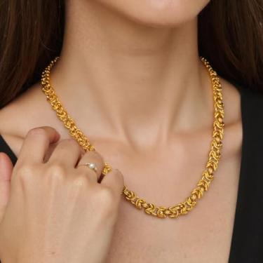 Imagem de Colar de aço inoxidável masculino com corrente bizantina de 6 mm, joia estilosa de 45 a 76 cm, One Size, Aço inoxidável, Sem Pedra Preciosa