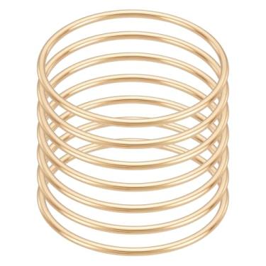 Imagem de UNICRAFTALE 14 peças 6,9 cm pulseira redonda dourada brilhante fina 304 anéis de ligação de aço inoxidável pulseiras redondas empilháveis finas para mulheres diâmetro interno 6,3 cm