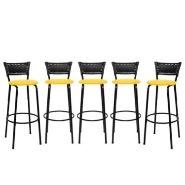 Imagem de Conjunto Premium Cadeiras Banquetas Bancos Gourmet Bistrô Americana Bancada Bar 5 Unidades - Itagold (Amarelo)