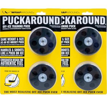 Imagem de Wraparound Puckaround – Street & Roller Hockey Puck – Pacote com 4 – Sensação de gelo real, durável para manuseio e tiro – Jogo de hóquei e equipamento de treinamento - Presentes e equipamentos de