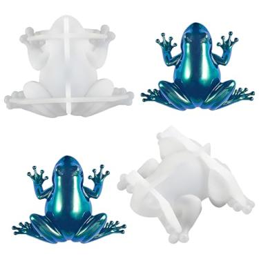 Imagem de Molde de silicone de resina de sapo, molde de resina de silicone animal 3D para fundição epóxi em forma de sapo, molde de silicone para artesanato de argila faça-você-mesmo, 2 peças