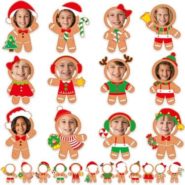 Imagem de 80 peças de recortes de fotos de pão de gengibre de Natal, decorações de papel de Natal, quadro de avisos, recortes de papel de homem de gengibre, decoração de sala de aula para foto, faça você mesmo