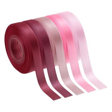 Imagem de PATIKIL Fita de cetim sólida de 9,5 cm x 50 metros, 5 peças de rolo de fita de tecido de poliéster face única para embrulho de presente, artesanato, casamento, aniversário, buquê, arcos de cabelo