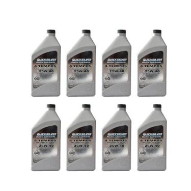 Imagem de Óleo Motores de Popa 4T Quicksilver 25W40 1 Litro Kit Com 8 Litros - M