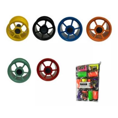 Imagem de Kit Carretilha De Pipa 15cm + Linha 100j Fluorescente - ARV