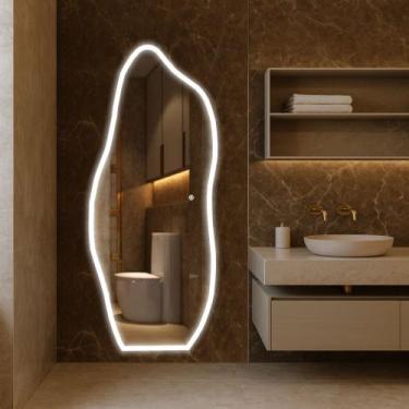 Imagem de Espelho Borda Infinita Led Jateado Luxo Decorativo Salão Quarto Banhei