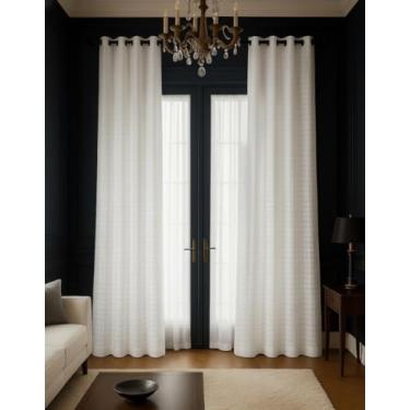 Imagem de Cortina Voil Linen 4,00 x 2,50 m – Branco, 100% Poliéster com Efeito Linho, Caimento Suave e Design Sofisticado – W Menegatti
