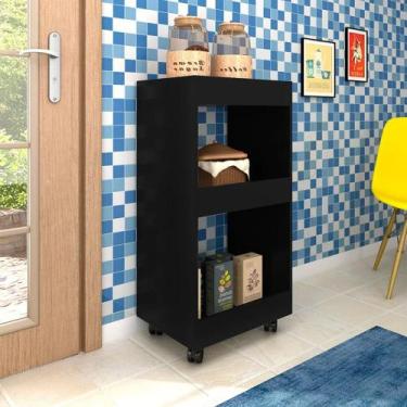 Imagem de Adega Multiuso Seul 03 Prateleiras Preto com Rodízios L06 - D'Rossi