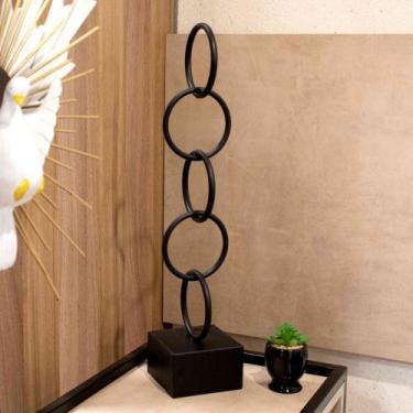 Imagem de Escultura Decorativa Em Metal Círculos Preto 61x13 cm M02 - D'Rossi