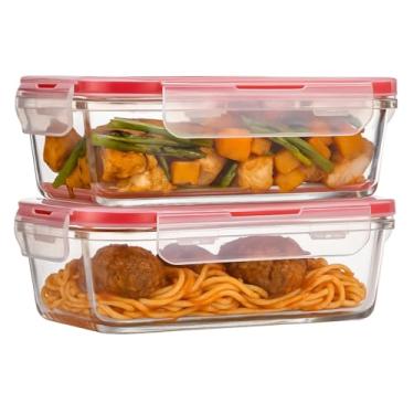 Imagem de Kit 2 Potes de Vidro Retangular Hermético com Tampa 1520ML - Armazenamento Seguro e Conservação de Alimentos - Organizador para Cozinha e Produtos Secos