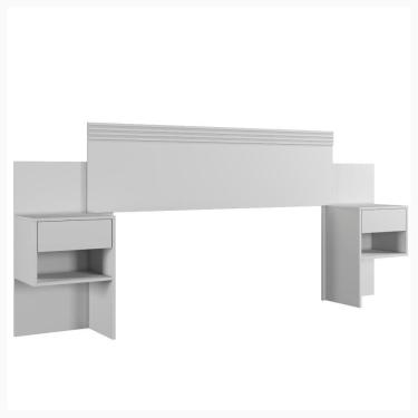 Imagem de Cabeceira Extensível Master Com 2 Mesas De Cabeceiras 2 Gavetas Benetil Móveis Branco