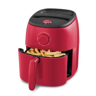 Imagem de DASH Panela de forno de fritadeira elétrica Tasti-Crisp™ com controle de temperatura, cesta de fritura antiaderente, guia de receitas + recurso de desligamento automático, 1000 watts, 2,6 litros, vermelho