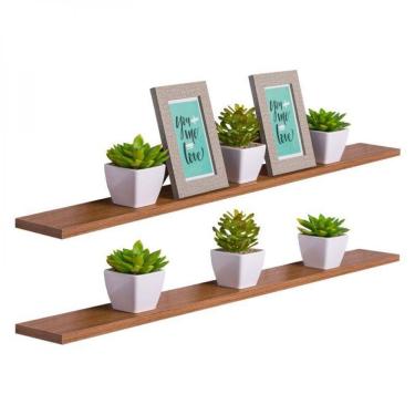 Imagem de Kit 2 Prateleiras 100 X 15cm Freijó Suporte Invisível