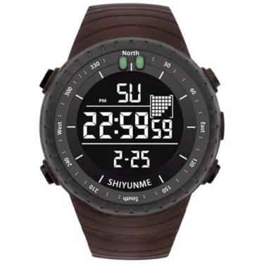 Imagem de Relógio Masculino de Pulso Original esportivo PALADAR digital, à prova d'água, com retroiluminação por LED - Marrom/Preto