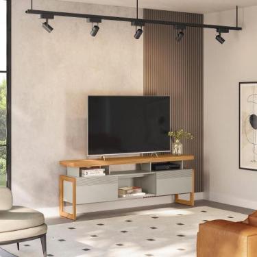Imagem de Rack Esmeralda TV de até 70" Nature/Off White Linea Brasil - Canaã