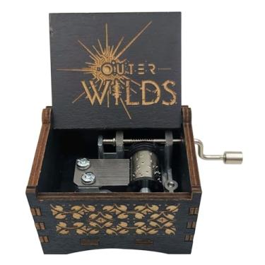 Imagem de STARRUM Caixa de música Wild com manivela externa vintage artesanato exclusivo a laser caixas musicais decorações para Natal, casamento, dia dos namorados, presentes de aniversário (manivela externa